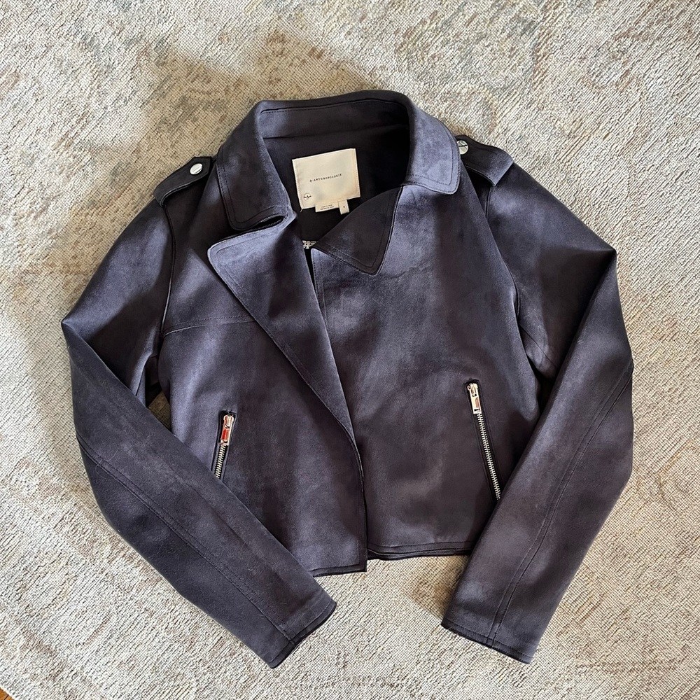 Anthropologie Cropped Suede Moto Jacket